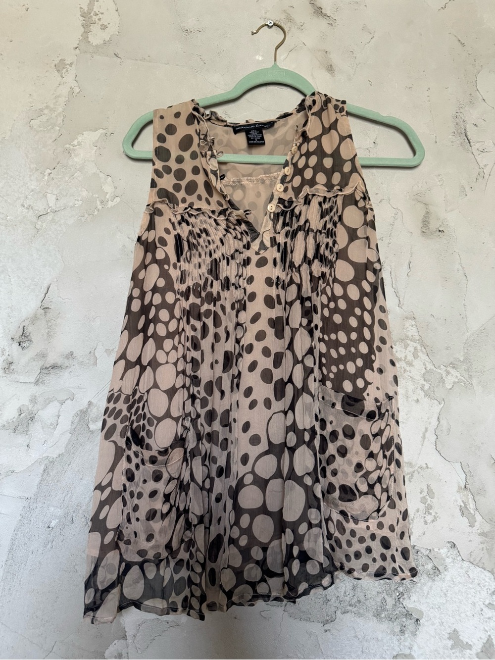 Marina Luna Taupe and Chocolate Polka Dot Sleeveless Camisole